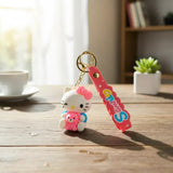 3D PVC Figure Keychain - Hello Kitty - Kitty Holding Pink Bear