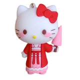 3D PVC Figure Keychain - Hello Kitty - Kitty Red Coat Ice Cream