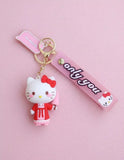 3D PVC Figure Keychain - Hello Kitty - Kitty Red Coat Ice Cream