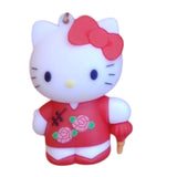 3D PVC Figure Keychain - Hello Kitty - Red Cheongsam Lantern