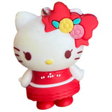 3D PVC Figure Keychain - Hello Kitty - Red Dress Flowered Bow
