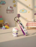 3D PVC Figure Keychain - Hello Kitty - Purple Dress