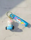 3D PVC Figure Keychain - Hello Kitty - Blue Car