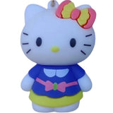 3D PVC Figure Keychain - Hello Kitty - Blue Yellow Dress