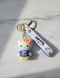 3D PVC Figure Keychain - Hello Kitty - Blue Yellow Dress