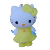3D PVC Figure Keychain - Hello Kitty - Kitty Yellow Dress Holding Pen Book