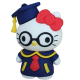 3D PVC Figure Keychain - Hello Kitty - Kitty Graduation Gown Glasses