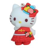 3D PVC Figure Keychain - Hello Kitty - Red Floral Dress