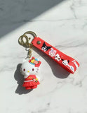 3D PVC Figure Keychain - Hello Kitty - Red Floral Dress