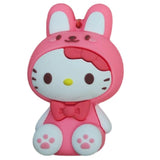 3D PVC Figure Keychain - Hello Kitty - Pink Bunny Suit