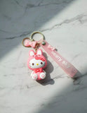 3D PVC Figure Keychain - Hello Kitty - Pink Bunny Suit