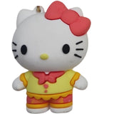 3D PVC Figure Keychain - Hello Kitty - Kitty Yellow Shirt Striped Shorts
