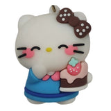 3D PVC Figure Keychain - Hello Kitty - Kitty Holding Strawberry Cake