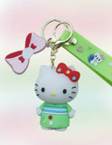 3D PVC Figure Keychain - Hello Kitty - Green Dress