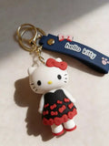 3D PVC Figure Keychain - Hello Kitty - Kitty Black Dress Red Bows