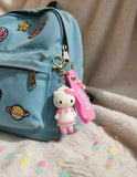 3D PVC Figure Keychain - Hello Kitty - White Pink Dress