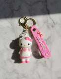 3D PVC Figure Keychain - Hello Kitty - White Pink Dress