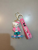 3D PVC Figure Keychain - Hello Kitty - On Skateboard