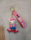 3D PVC Figure Keychain - Hello Kitty - Skateboarder