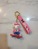 3D PVC Figure Keychain - Hello Kitty - Skateboarder