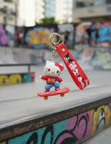 3D PVC Figure Keychain - Hello Kitty - Skateboarding