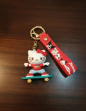 3D PVC Figure Keychain - Hello Kitty - Riding Skateboard