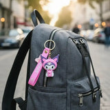 3D PVC Figure Keychain - Kuromi - Pink Hoodie Holding Baku