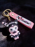 3D PVC Figure Keychain - Kuromi - Pink Dress Paw Prints