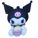 3D PVC Figure Keychain - Kuromi - Holding Cupcake