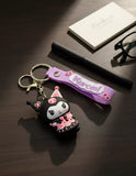 3D PVC Figure Keychain - Kuromi - Party Hat Pink Dress