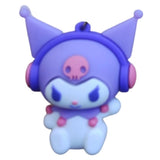3D PVC Figure Keychain - Kuromi - With Headphones