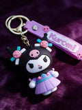 3D PVC Figure Keychain - Kuromi - Floral Purple Dress