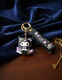 3D PVC Figure Keychain - Kuromi - Gothic Dress Holding Plushie
