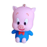 3D PVC Figure Keychain - Looney Tunes - Chibi Porky Pig Blue Bowtie