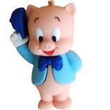 3D PVC Figure Keychain - Looney Tunes - Porky Pig Tipping Bowler Hat