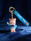 3D PVC Figure Keychain - Looney Tunes - Porky Pig Tipping Bowler Hat
