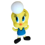 3D PVC Figure Keychain - Looney Tunes - Tweety Blue Tank Top White Pom