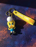 3D PVC Figure Keychain - Looney Tunes - Tweety Blue Tank Top White Pom