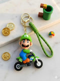 3D PVC Figure Keychain - Mario Luigi - Luigi Riding Motorcycle