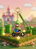 3D PVC Figure Keychain - Mario Luigi - Luigi Riding Motorcycle