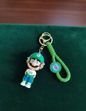 3D PVC Figure Keychain - Mario Luigi - Luigi Little Dude Headphones