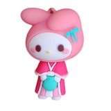 3D PVC Figure Keychain - Melody De Hello Kitty - My Melody Kimono Holding Pouch