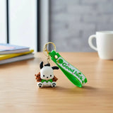 3D PVC Figure Keychain - Pochacco De Hello Kitty - Pochacco Frog Costume