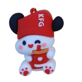 3D PVC Figure Keychain - Pochacco De Hello Kitty - Pochacco KFG Hat With Drink