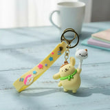 3D PVC Figure Keychain - Pompompurin De Hello Kitty - Pompompurin Holding Cat Lollipop