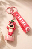 3D PVC Figure Keychain - Toy Story - Lotso Standing Strawberry Base