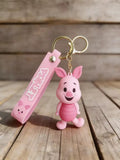 3D PVC Figure Keychain - Winnie the Pooh - Piglet Smiling Pose
