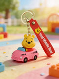 3D PVC Figure Keychain - Winnie the Pooh - Pooh Driving Car