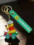 3D PVC Figure Keychain - Winnie the Pooh - Pooh Firefighter Riding Truck