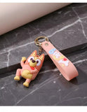3D PVC Figure Keychain - Bluey - Bingo Waving Pose